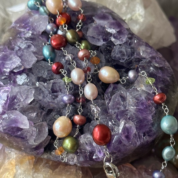 Jewelry - Genuine pearl gemstone sterling silver necklace